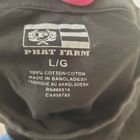 VTG Y2K Phat Farm Designer Tee M Fits Med Side Zips Moto Shoulders Black L Tag - Picture 5 of 5